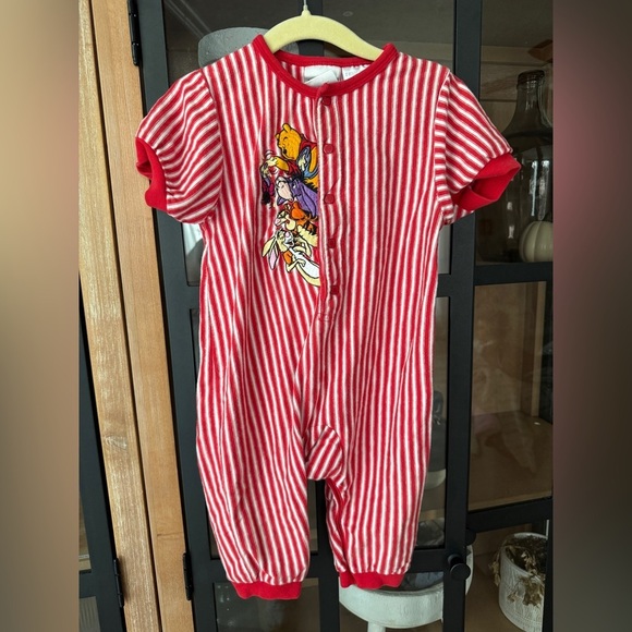 winnie the pooh Other - Vintage 90s Disney Store Winnie the Pooh Baby Romper onesie embroidered stripes